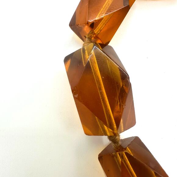 Antique Art Deco topaz yellow orange Czech glass beaded graduated 35\